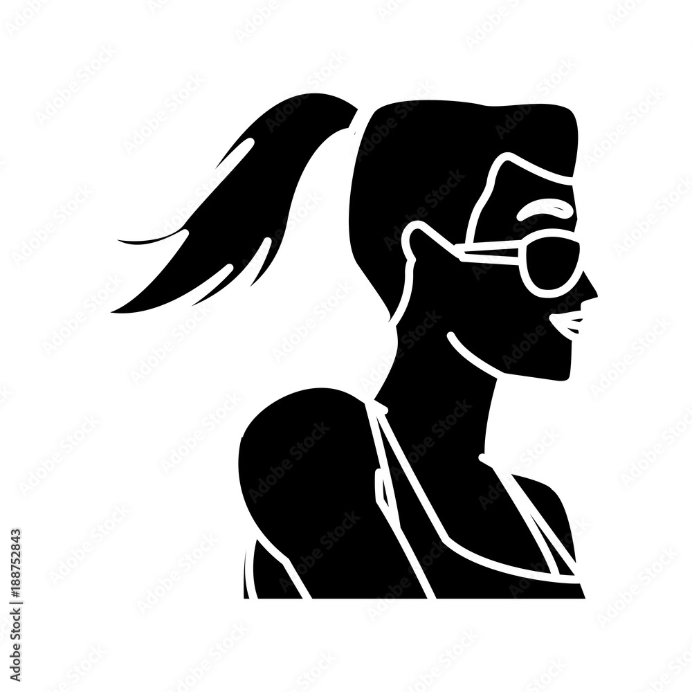 Woman head witn sunglasses icon vector illustration graphic design Woman head witn sunglasses icon vector illustration graphic design