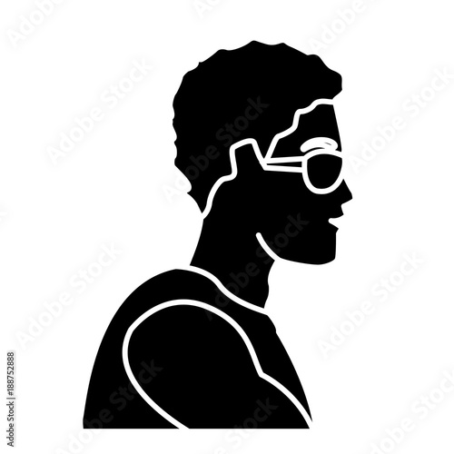 Man head with sunglasses icon vector illustration graphic design