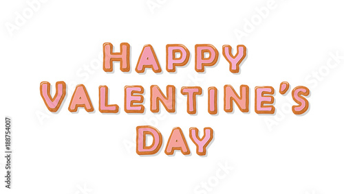 Happy Valentines day sweet cartoon letters. Isolated on white.