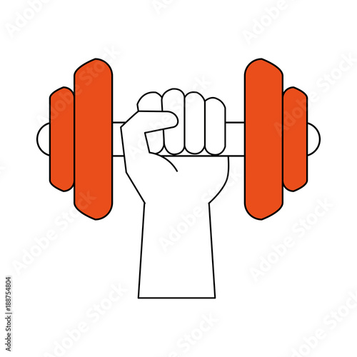 Hand with dumbbell icon vector illustration graphic design