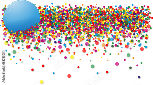 Buntes Konfetti, Konfettiregen mit Button für Text