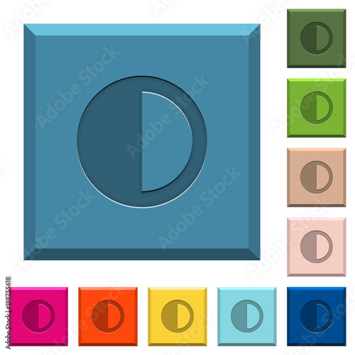 Contrast control engraved icons on edged square buttons