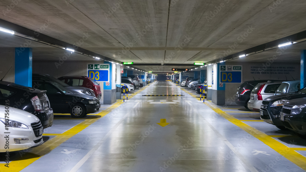 Large multi-storey underground car parking garage Large multi-storey underground car parking garage