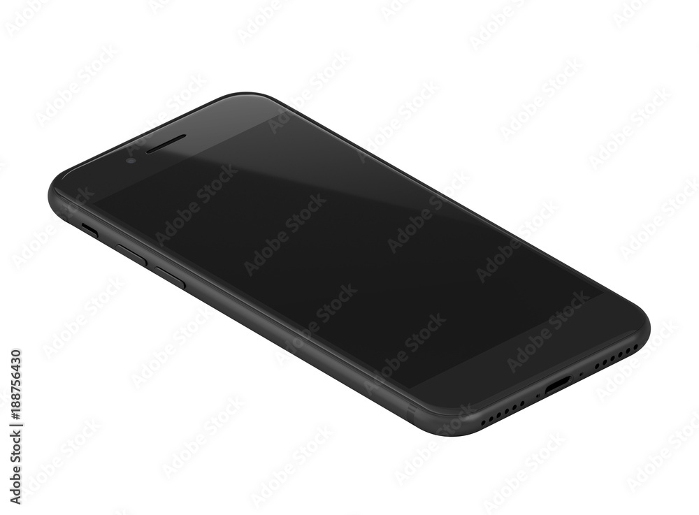 Smartphone schwarz mit leerem Display auf weißem Hintergrund Smartphone schwarz mit leerem Display auf weißem Hintergrund