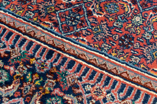 Detail of oriental rug with one diagonal line