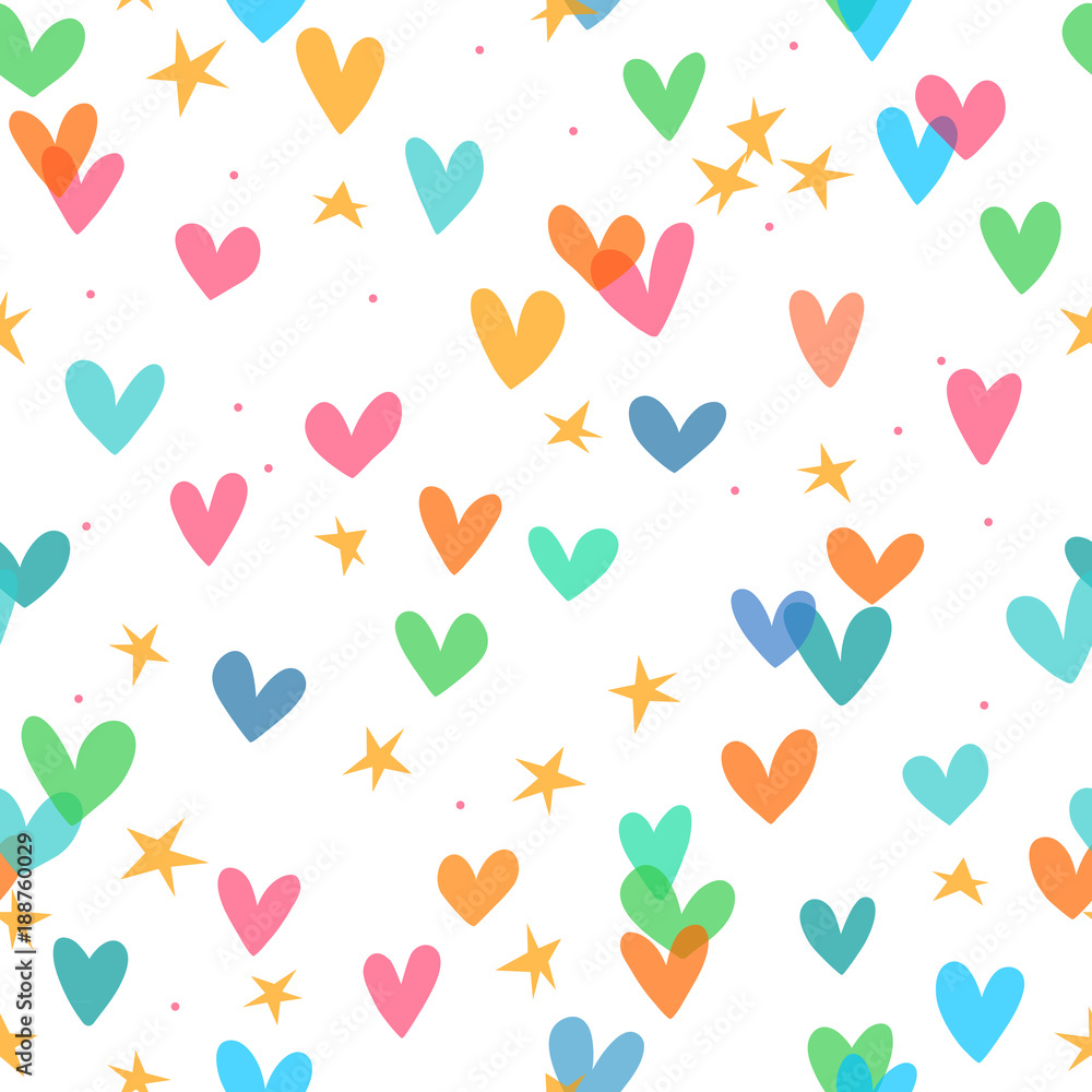 Seamless pattern with hearts and stars Seamless pattern with hearts and stars