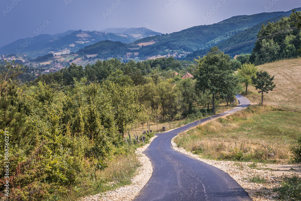 Road in mountains of Zlatibor area in Serbia