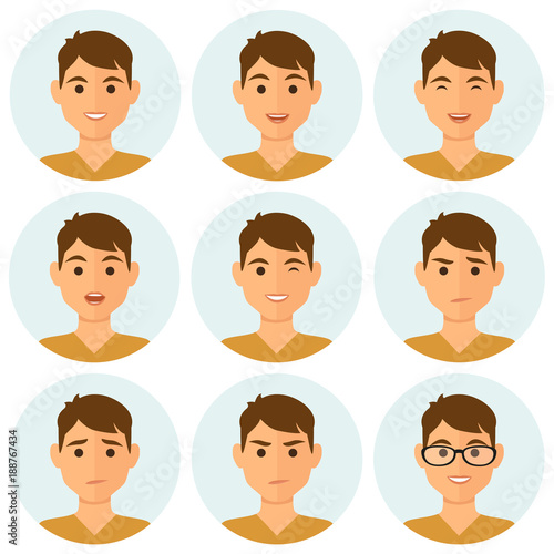 Man avatars facial expressions