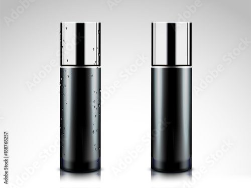 Black cosmetic bottles mockup