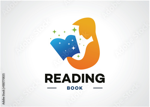Reading Book Logo Template Design Vector, Emblem, Design Concept, Creative Symbol, Icon