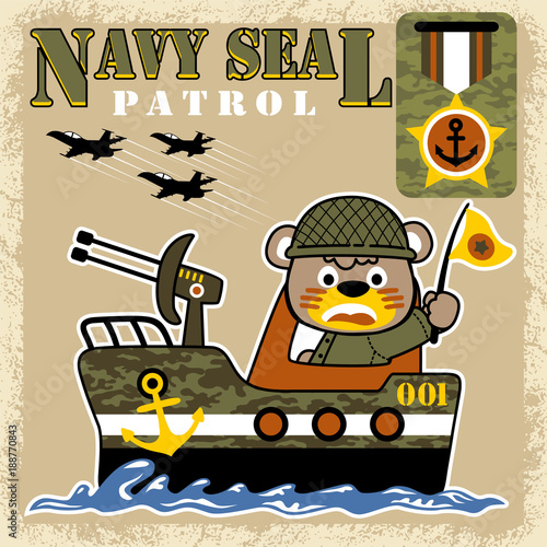 Cute soldier cartoon with military equipment 