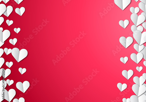 Valentines Day card with cut paper hearts