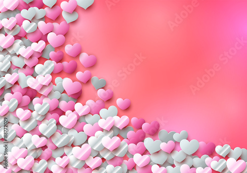 Valentines Day card with scattered colorful foil hearts