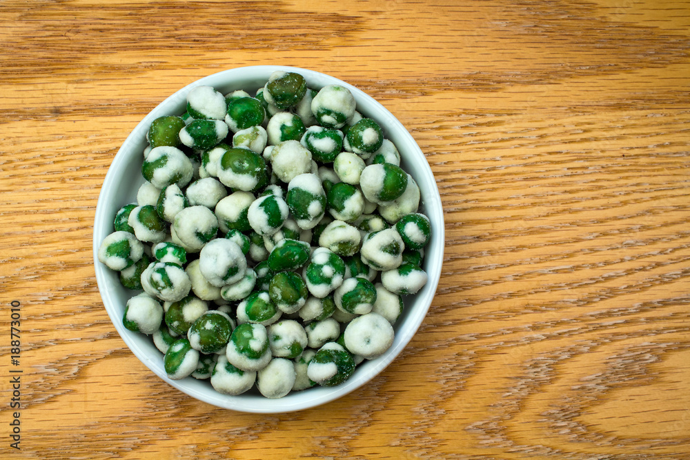 Bowl of Hot and Spicy Wasabi Peas Bowl of Hot and Spicy Wasabi Peas