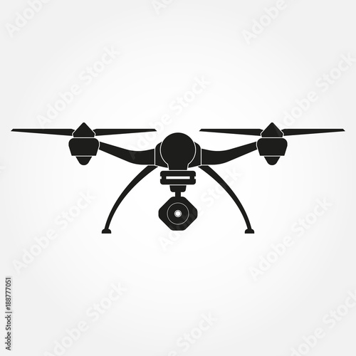 Drone icon. Quad copter with camera. Vector illustration.