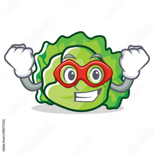 Super hero lettuce character cartoon style