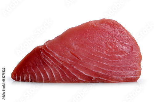 Foto Fresh tuna steak isolated on a white background.