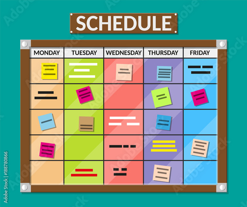 Bulletin board full of tasks on sticky note cards.