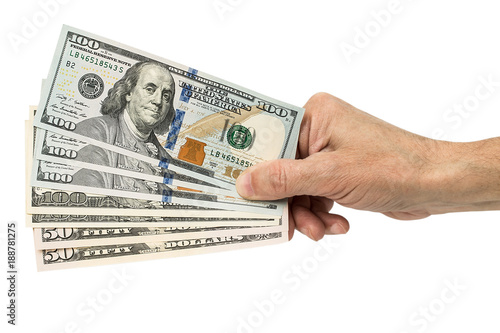 hand holding money dollars,  isolated on white background © mars58