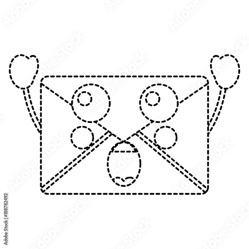 suprised message envelope kawaii icon image vector illustration design  black dotted line