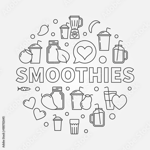 Smoothies vector concept round symbol. Vector illustration
