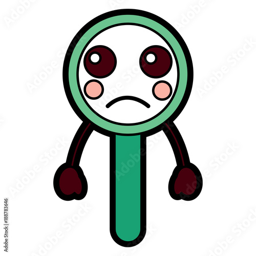 sad magnifying glass kawaii icon image vector illustration design 