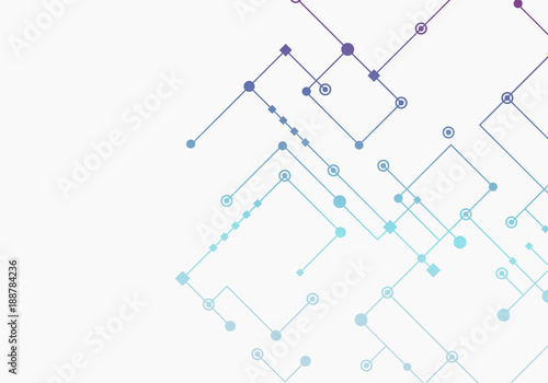 Circuit technology background, connected dots and lines. Vector abstract design
