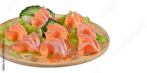 Japanese style food - Mixed Sashimi on white background