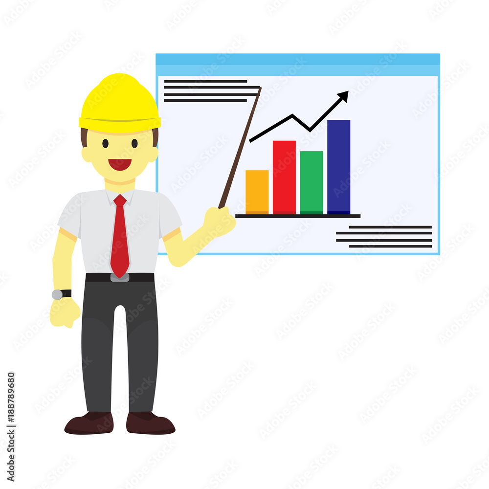 Worker Explaining Statistic Vector Illustration Graphic Worker Explaining Statistic Vector Illustration Graphic