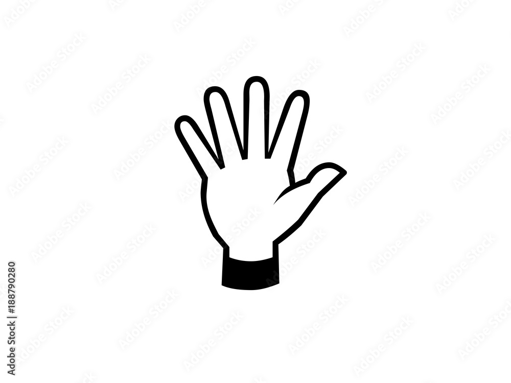 Hand icon in monochrome style isolated on white background. Part of body symbol stock vector illustration. 