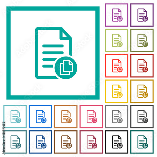 Copy document flat color icons with quadrant frames