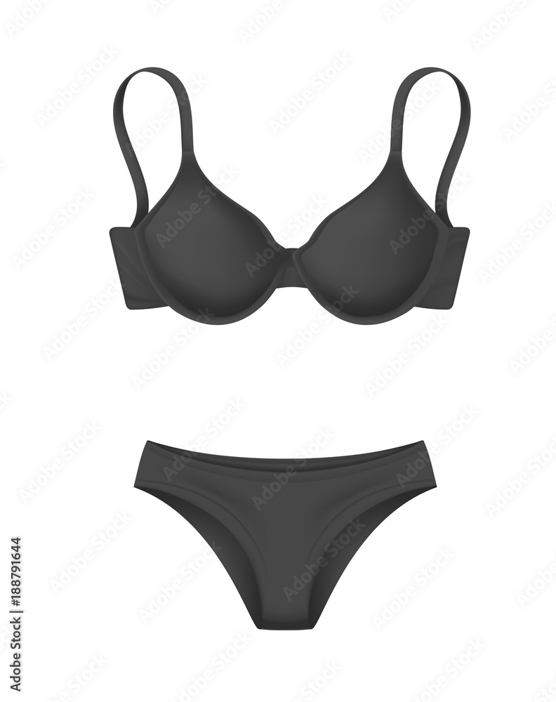 Vetor de vector realistic black bra panties template mockup do Stock
