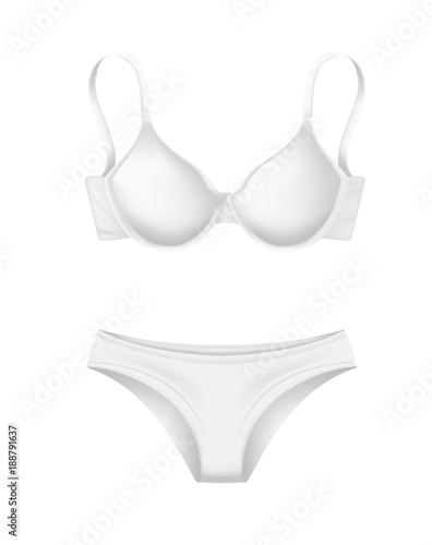 vector realistic white bra panties template mockup