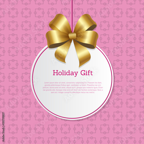 Holiday Gifts Cover Design with Golden Bow Hanging © robu_s