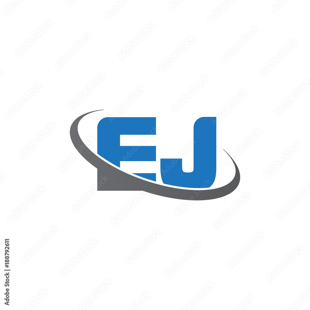 Initial letter EJ, overlapping swoosh ring logo, blue gray color Initial letter EJ, overlapping swoosh ring logo, blue gray color