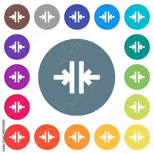 Vertical merge tool flat white icons on round color backgrounds
