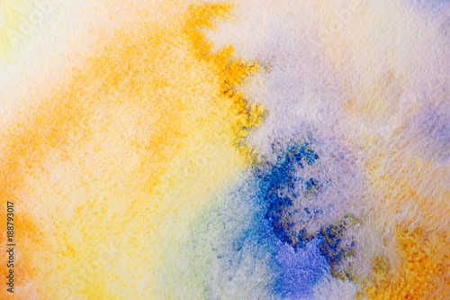 Hand drawn abstract watercolor background, original waldorf wet painting. Lesson for beginners, artist, student, pupil. First step at school, college. Colorful template, copy space.