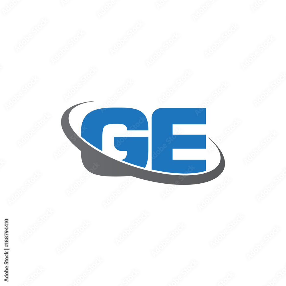 Initial letter GE, overlapping swoosh ring logo, blue gray color Initial letter GE, overlapping swoosh ring logo, blue gray color