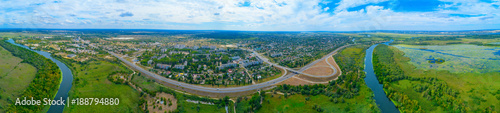 View from the height of the town of Alyoshki. Kherson region..