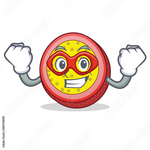 Super hero passion fruit character cartoon