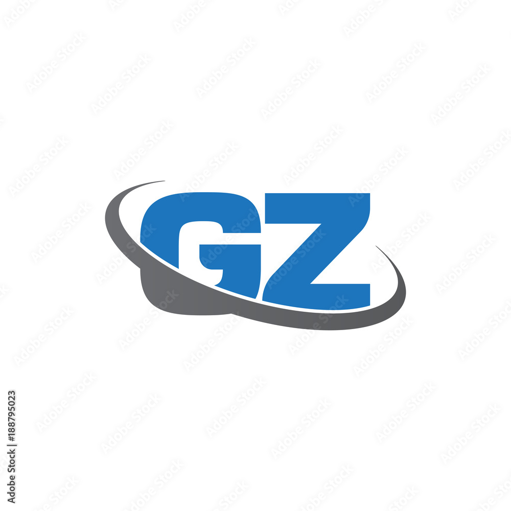 Initial letter GZ, overlapping swoosh ring logo, blue gray color Initial letter GZ, overlapping swoosh ring logo, blue gray color