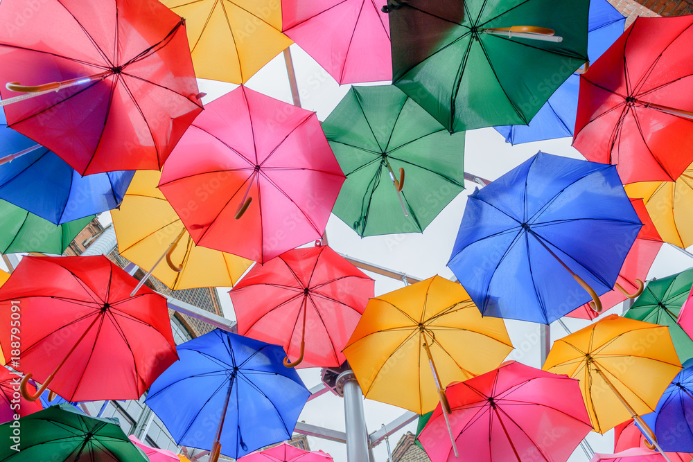 Rainbow colored umbrellas Rainbow colored umbrellas