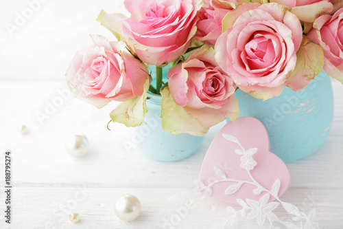 flowers in a vase. valentines day decoration