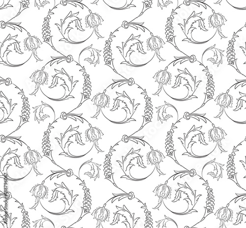 Floral swirls seamless pattern