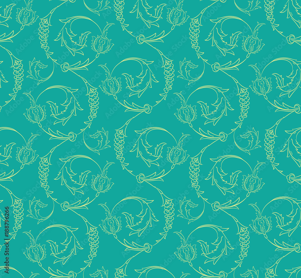 Floral swirls seamless pattern