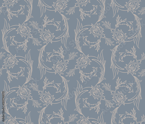 Floral swirls seamless pattern