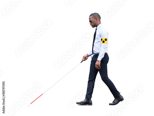 African Blind Man Walking With Stick