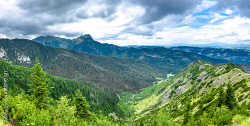 High mountains, panoramic vista photo