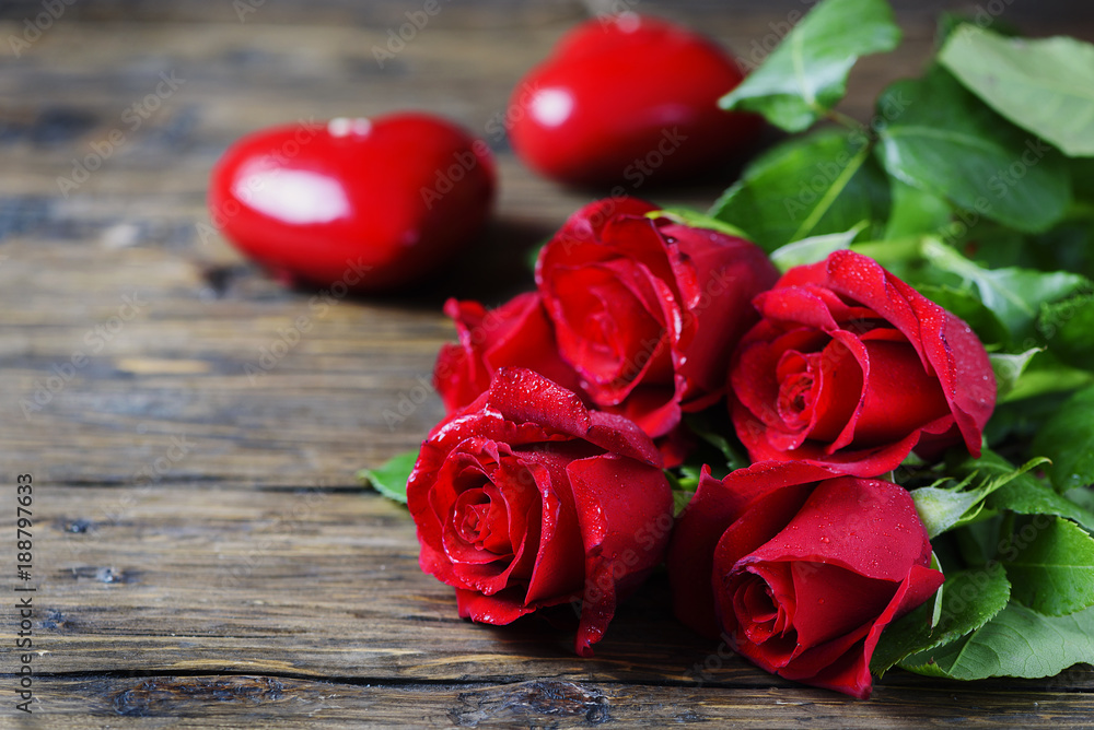 Concept of Valentine's day with red roses Concept of Valentine's day with red roses