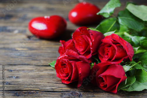 Fototapeta Naklejka Na Ścianę i Meble -  Concept of Valentine's day with red roses